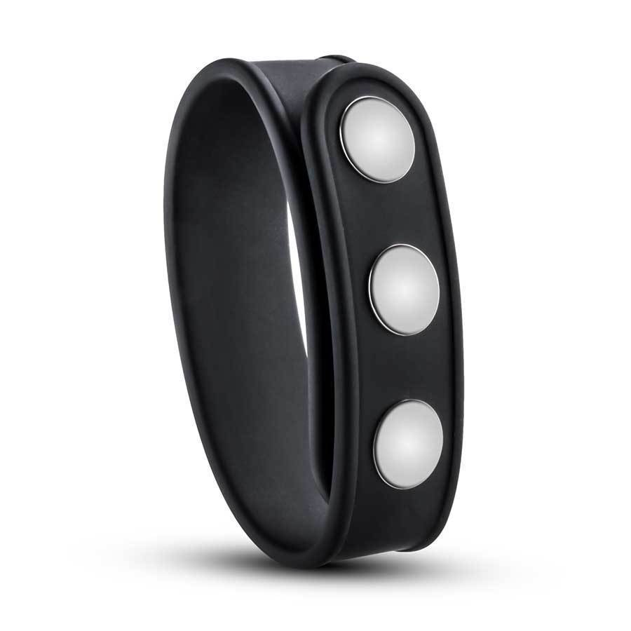 Performance 3 Snap Adjustable Black Silicone Cock Ring for Men、mySite、bottomscart