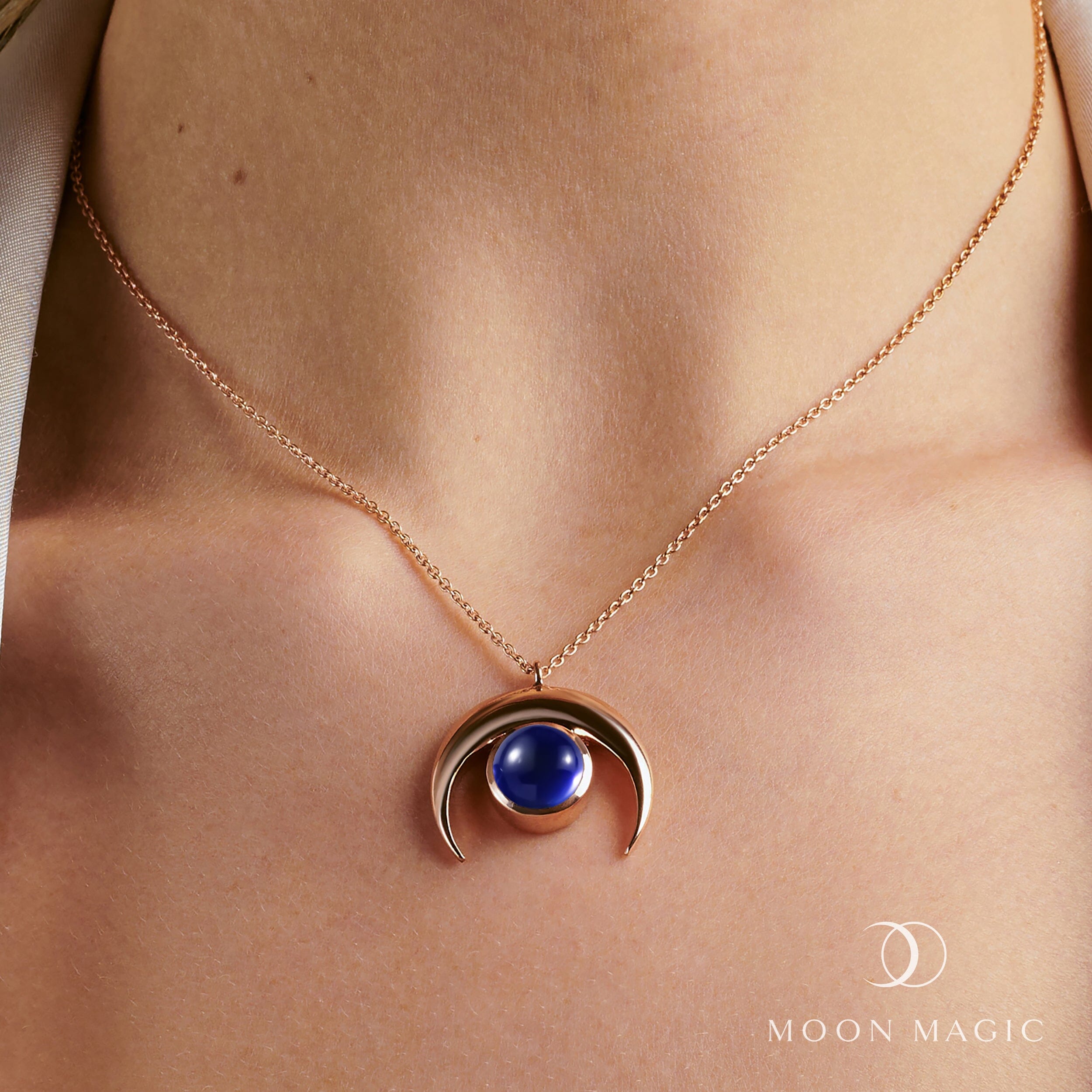Blue Sapphire Necklace - Crescent Moon、mySite、hinf8tx79