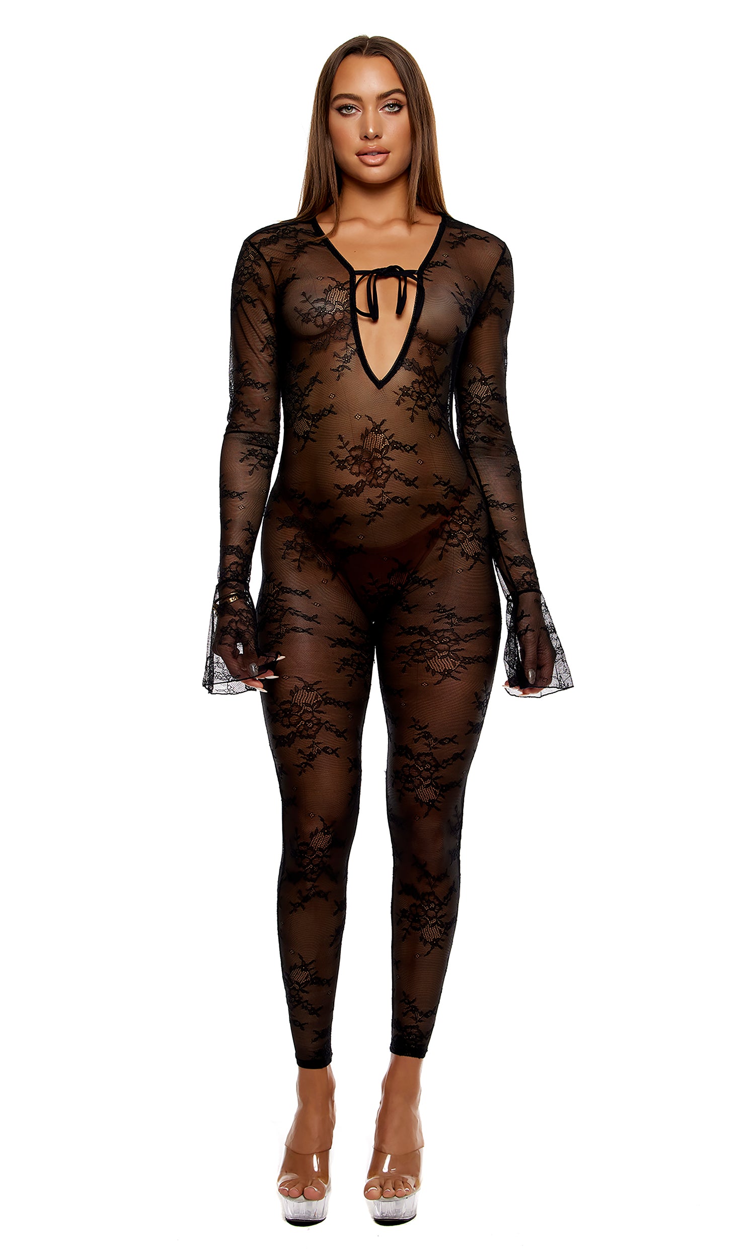 Take It Easy Lounge Lace Jumpsuit - Black、mySite、bengalsvssteelers