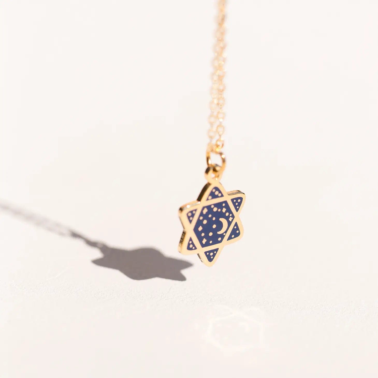 Navy Cosmic Star of David Necklace - 22k Gold Plated、mySite、topwebapps