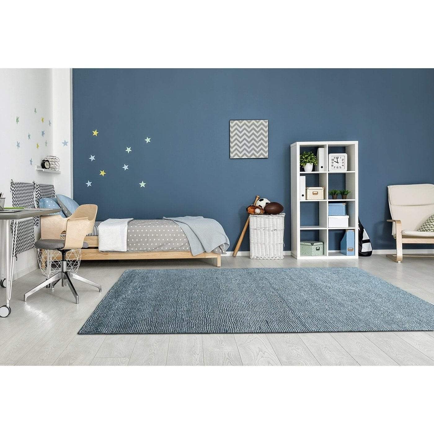 Seersucker Ivory Blue Wool Cotton Shag Rug、mySite、gigharbornorthrealestate