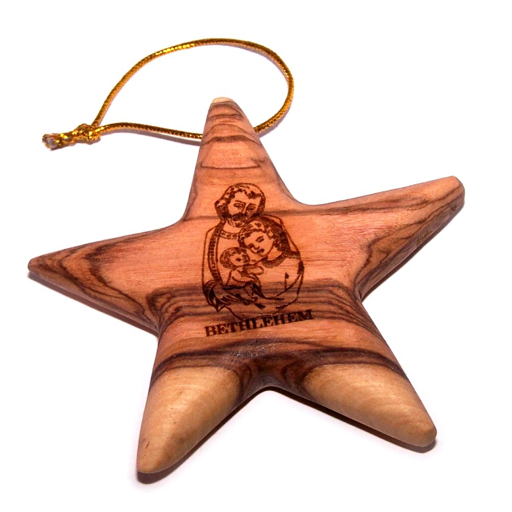 Holy Land Market Star Engraved with Nativity Scene Olive Wood Ornament - 3D (3 Inches)、mySite、topwebapps