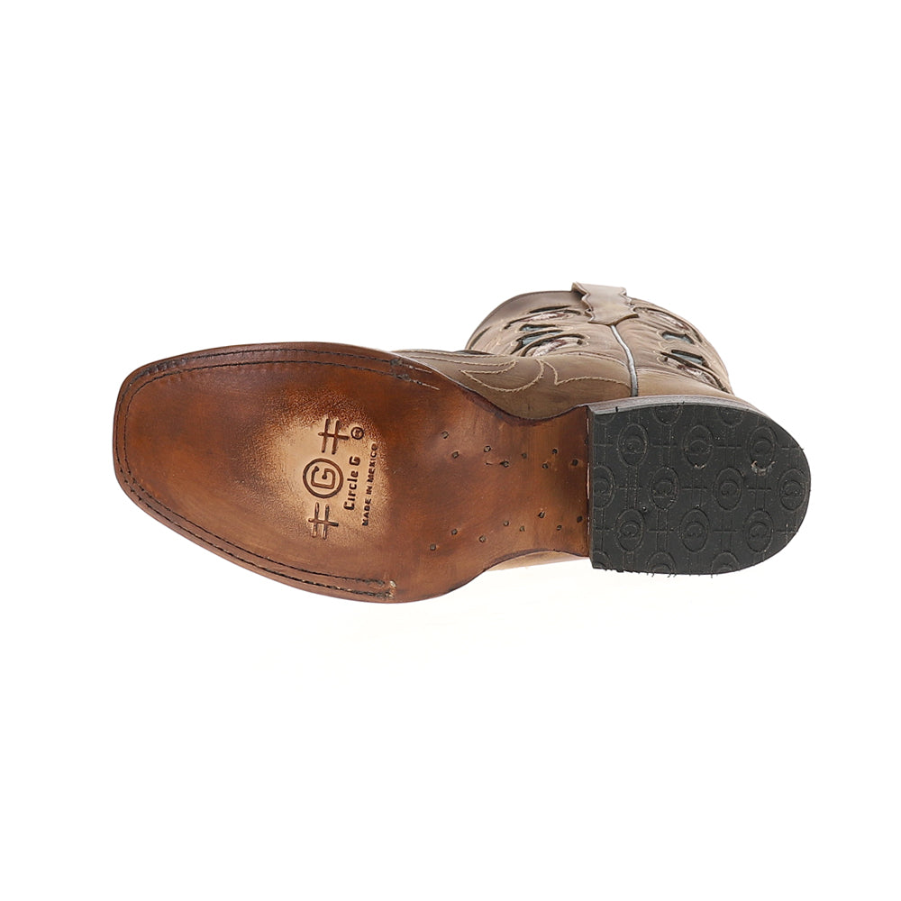 Sand Flower Inlay Embroidered Square Toe Pull On Cowboy Boots、mySite、gtrtttuynbv