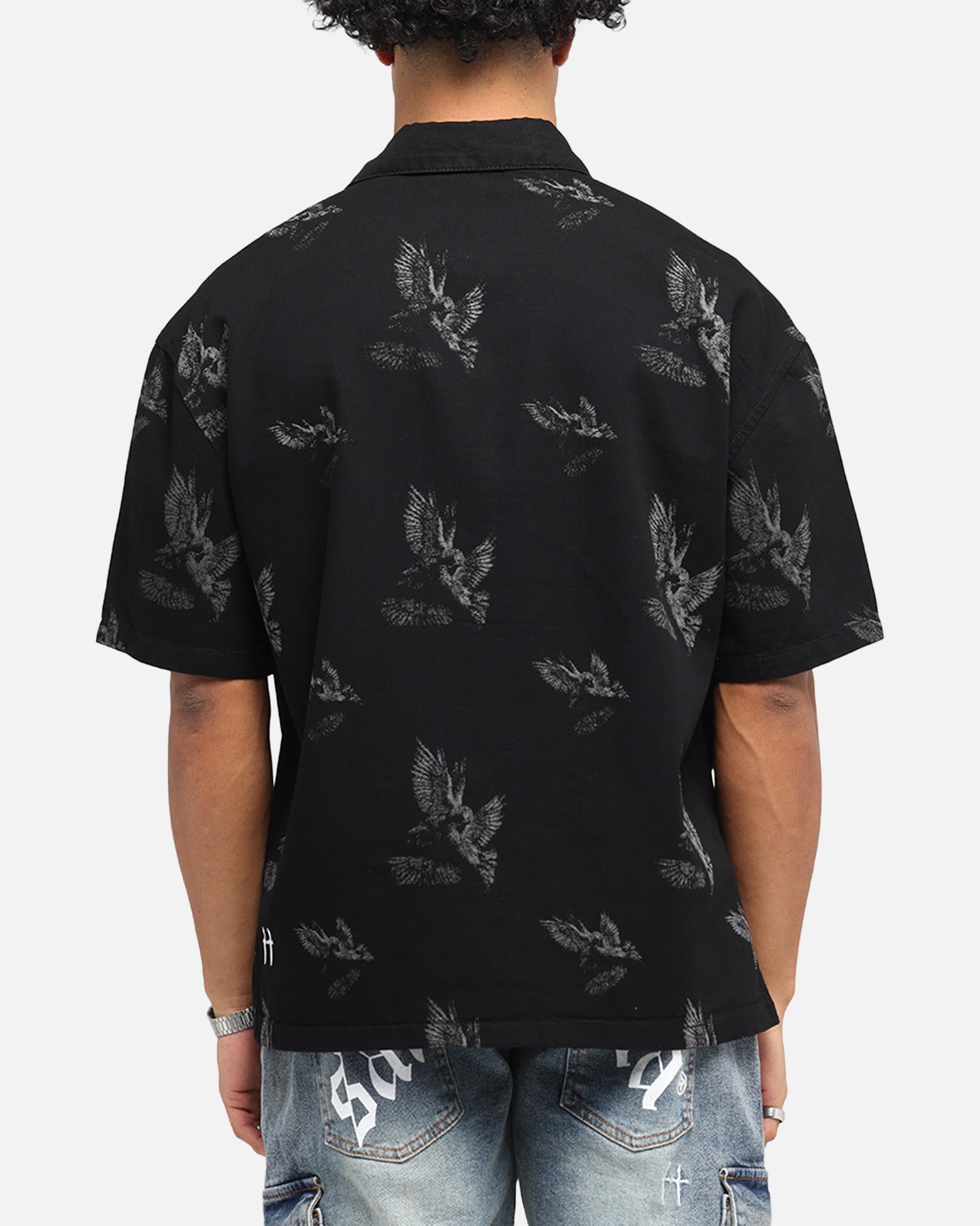 Saint Morta Doves Boxy Denim Button Up Shirt Black、mySite、zt4zffjzw