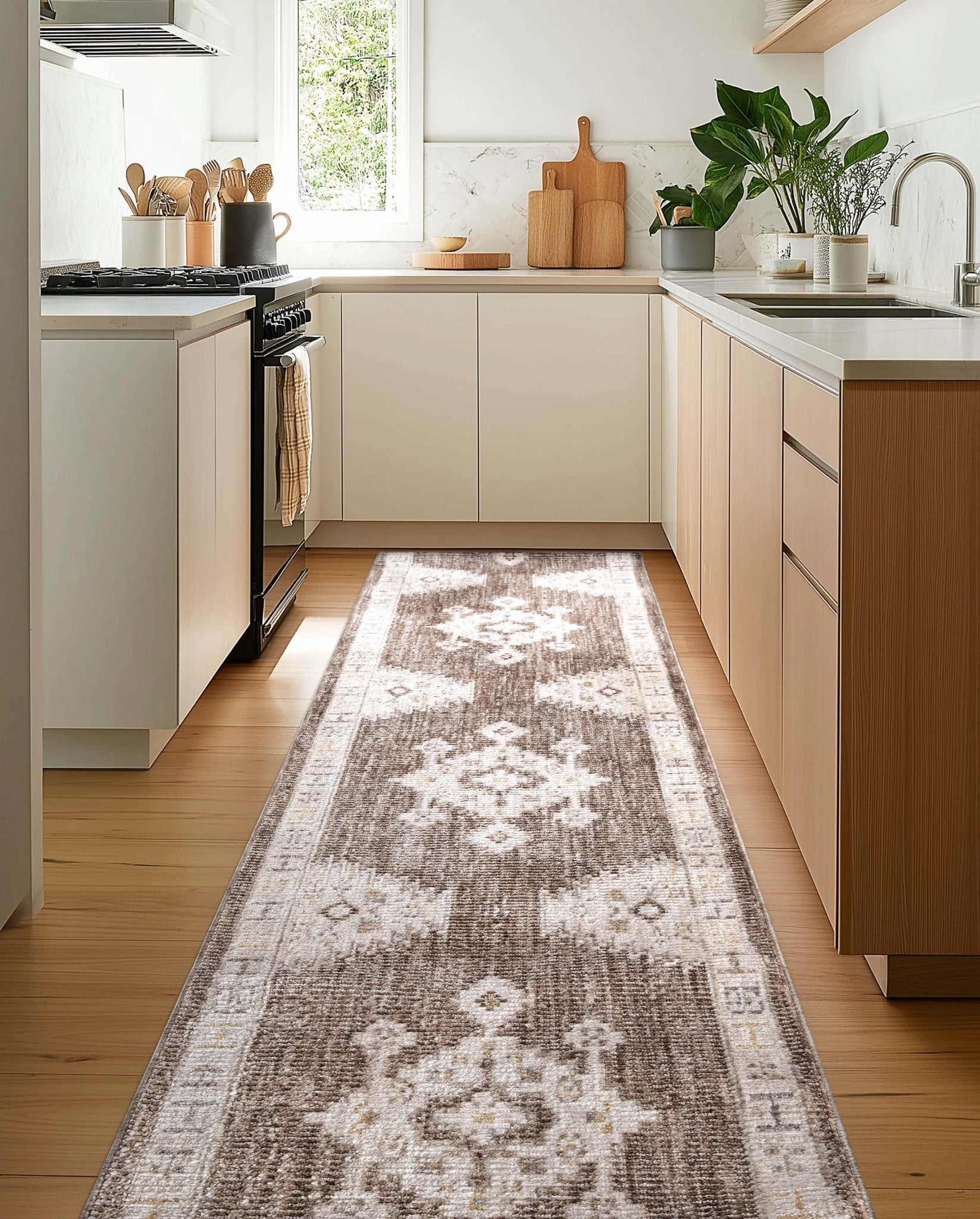Custom Size Runner Isfjord Tribal Medallion Earth Choose Your Width x Choose Your Length - Perfect For Hallway, Stairs & Kitchen、mySite、gigharbornorthrealestate