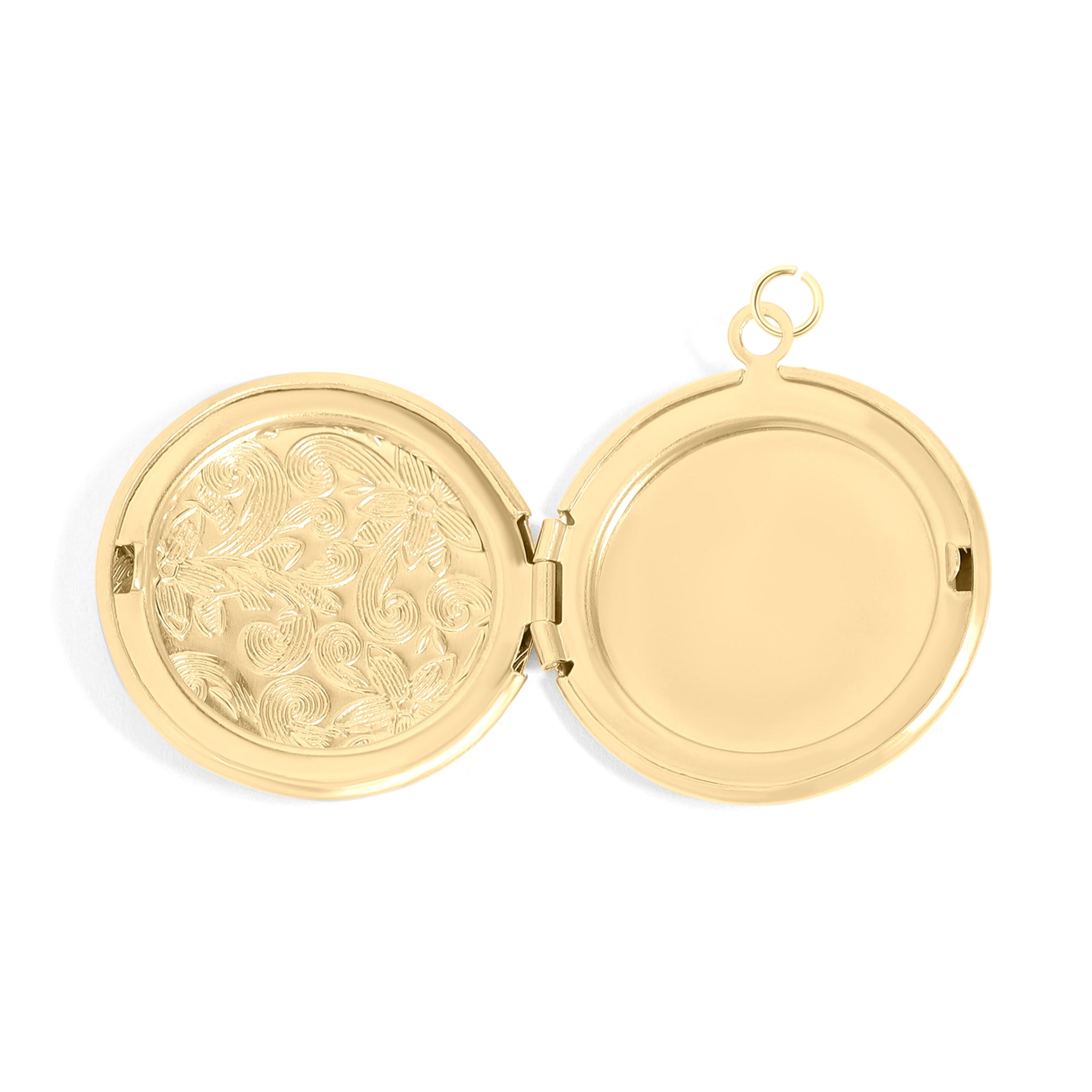 18K Gold PVD Stainless Steel Round Floral textured Locket / PDL0240、mySite、dreamappss