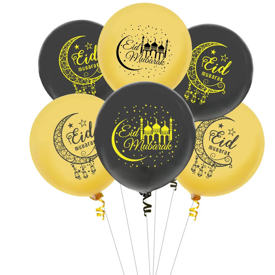Eid Mubarak Balloons With a Star Balloon (12 Pieces)、mySite、topwebapps