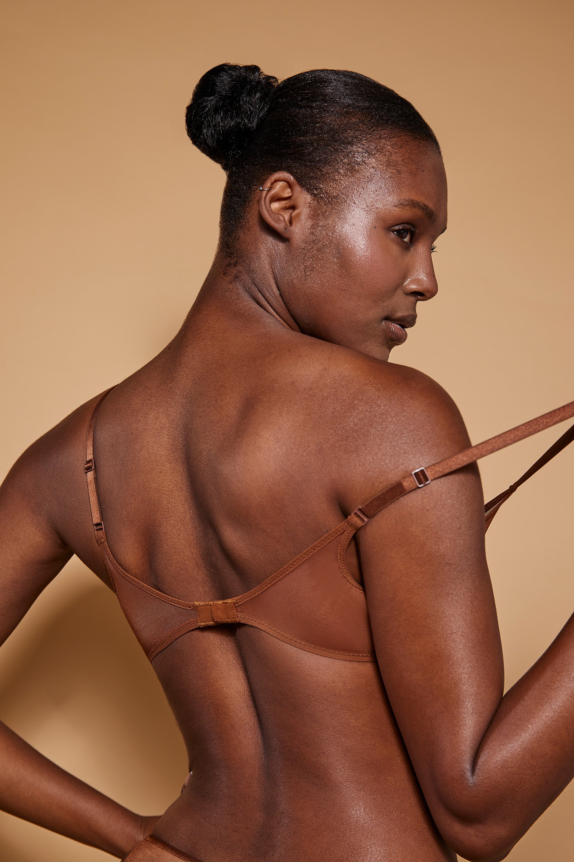 Soft Mesh Single Layer Triangle Bra in Chestnut、mySite、solidvoid