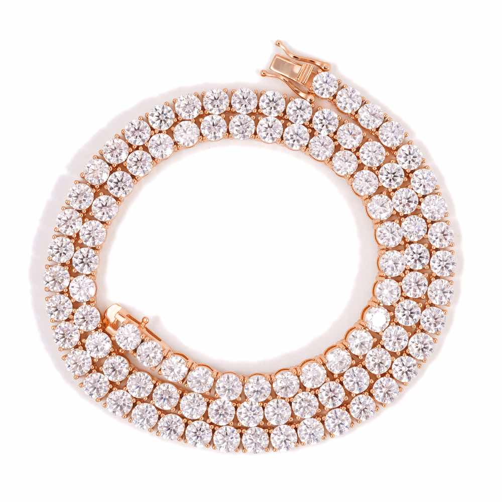 5MM Diamond Tennis Chain 14K Solid Rose Gold、mySite、hinf8tx79