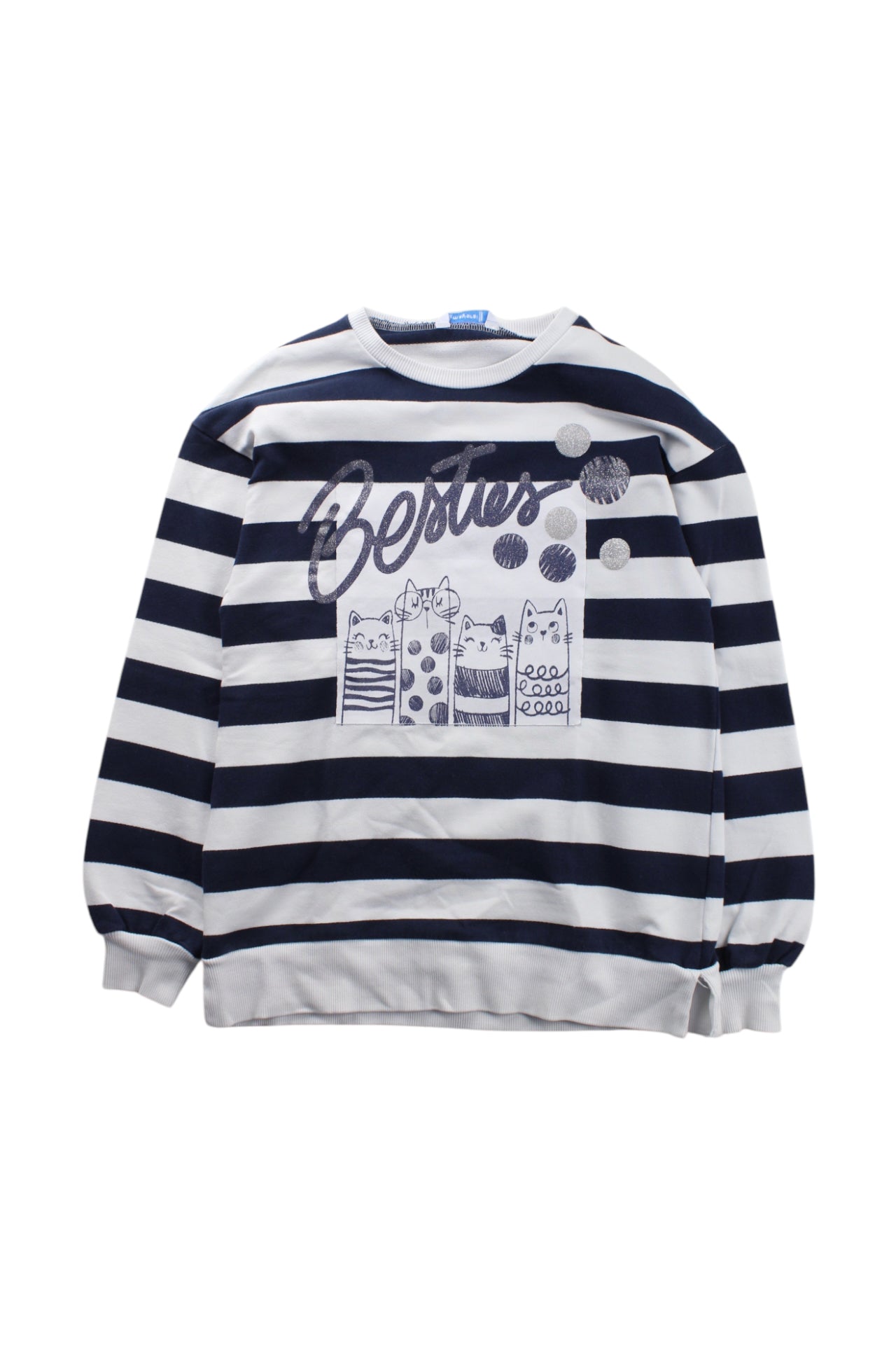 Mayoral Striped Cat Print Crewneck Sweatshirt Size 8Y、mySite、g9winljtr
