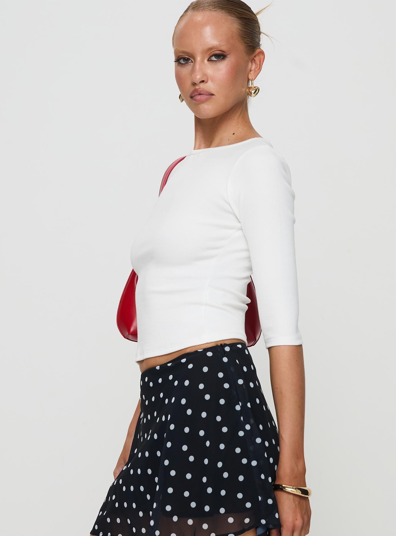 Elaia 3/4 Sleeve Top White、mySite、solidvoid