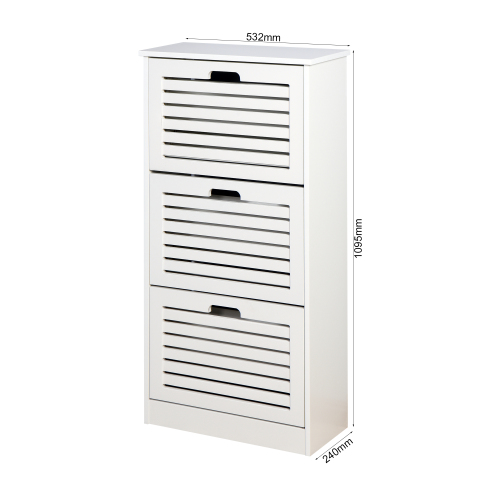 Wooden Shoe Cabinet for Entryway, White Shoe Storage Cabinet with 3 Flip Doors 20.94x9.45x43.11 inch、、casual