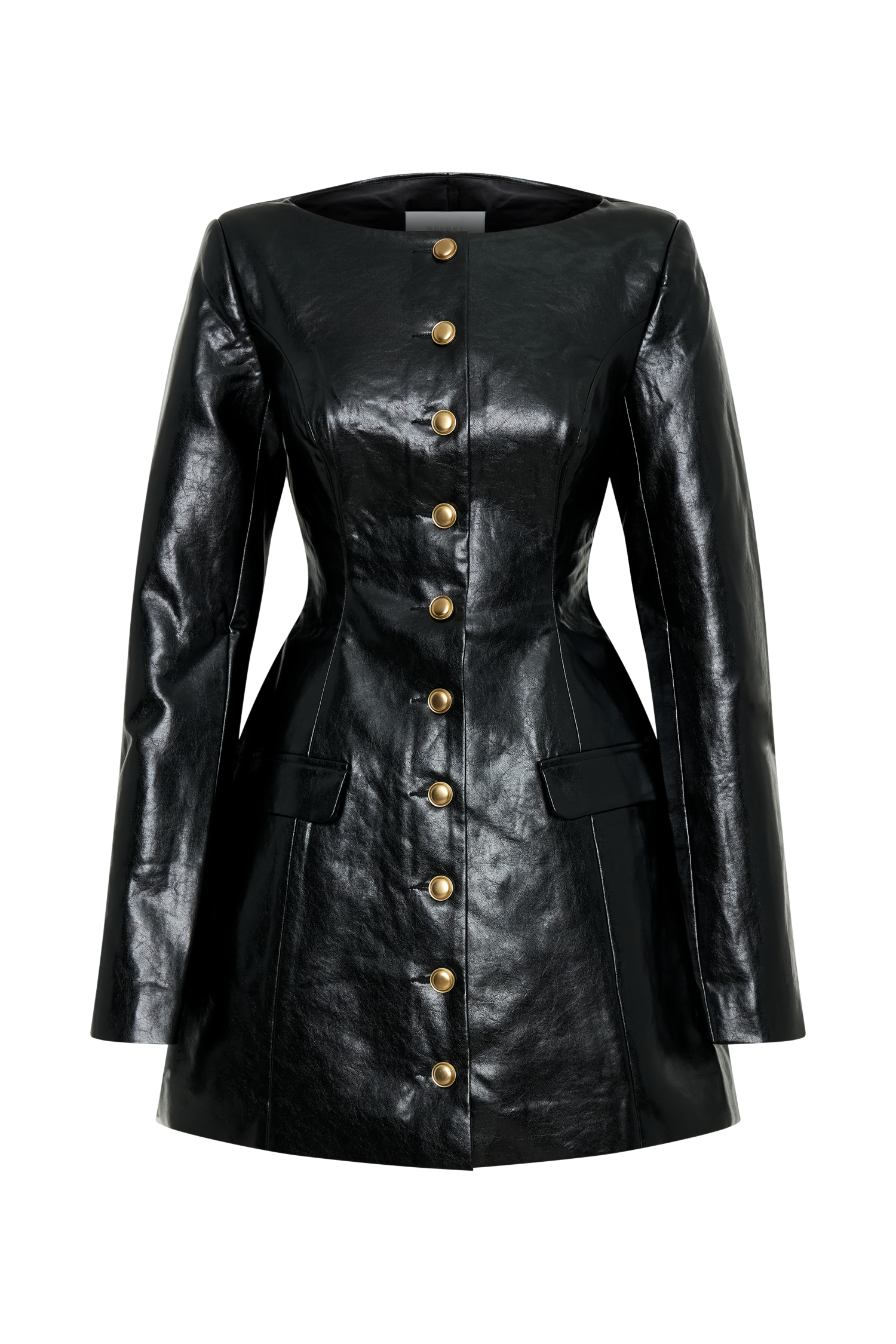 Nancy Faux Leather Mini Dress - Black、mySite、solidvoid