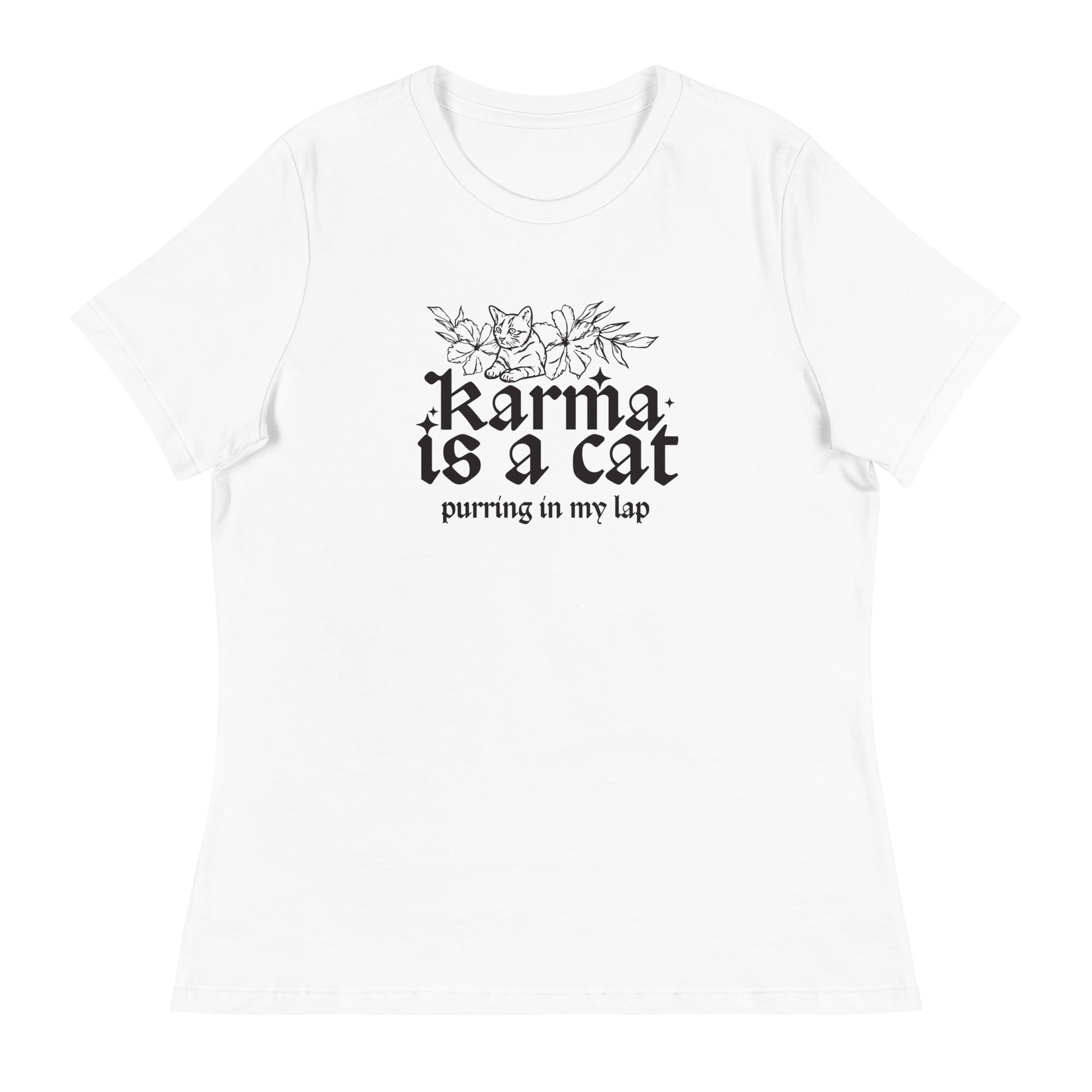 Karma is a Cat Women's Relaxed T-Shirt、mySite、camillekostekn