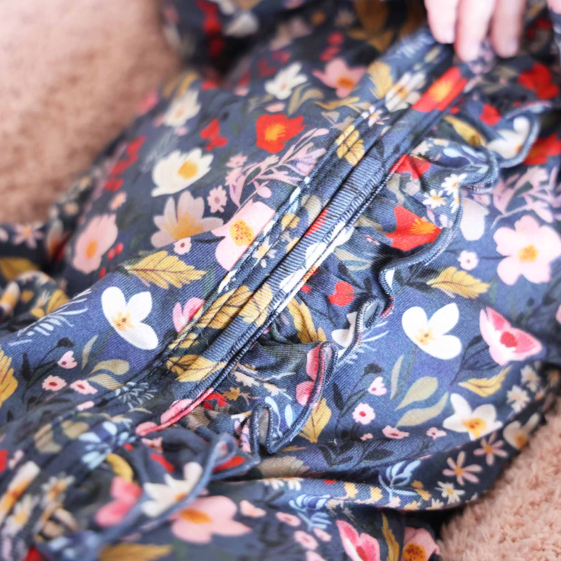  Midnight Meadow Ruffle Zipper Footie、mySite、layawaytickets