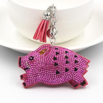 Wild Boar Keychain-Super Sparkly PVC Leather with Tassel CUTE!、mySite、g9winljtr
