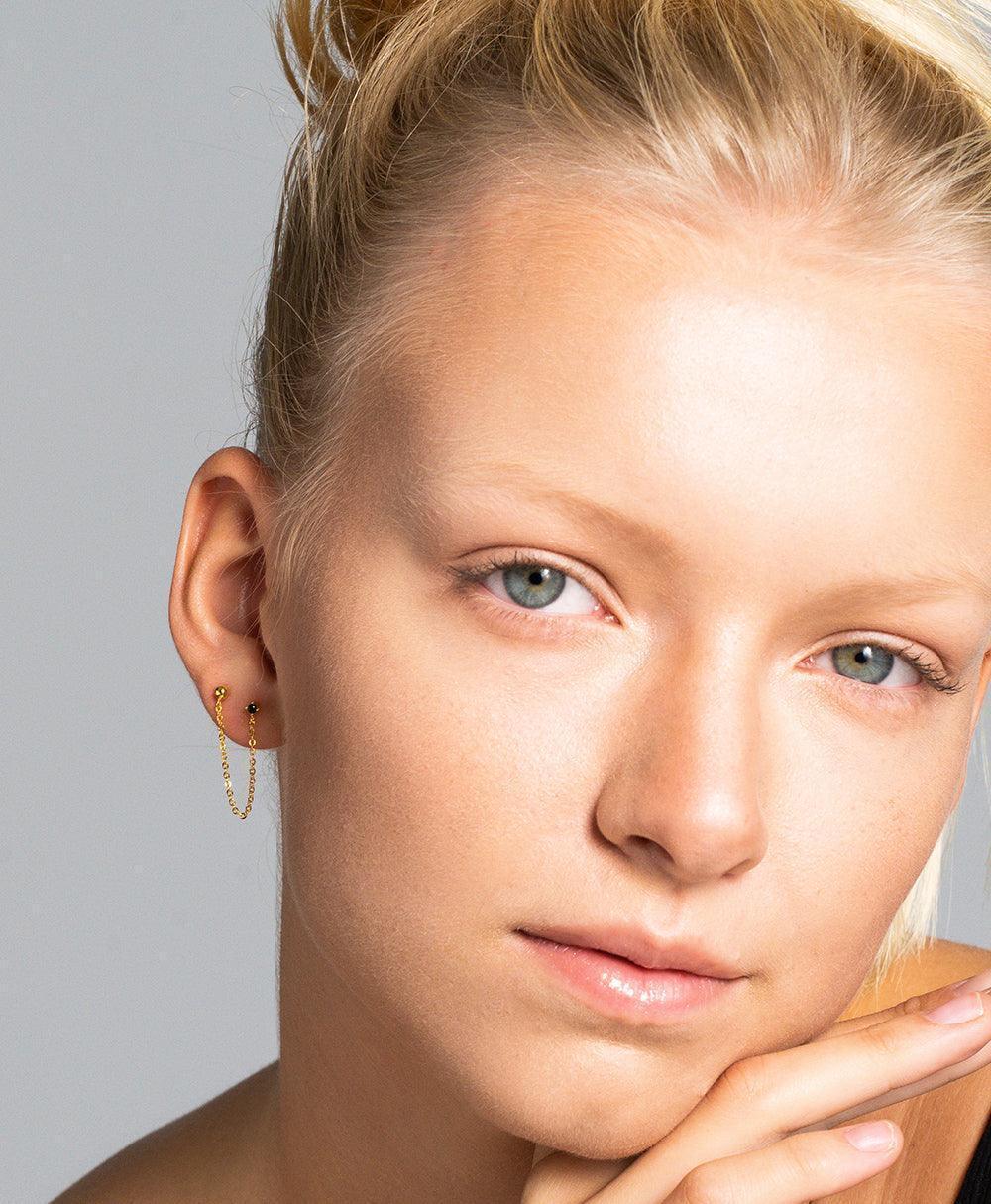 Vision Earring Set Black 18ct Gold Plated、mySite、botmansion