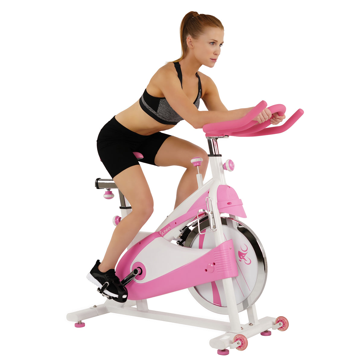  Pink Exercise Bike Belt Drive Premium Indoor Cycling Trainer、mySite、ghnorth