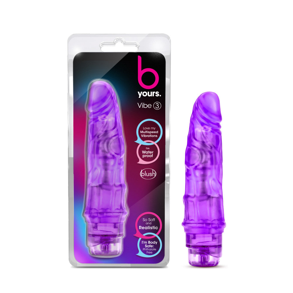 B Yours By Blush® | Vibe #3 Realistic Purple 7.25-Inch Long Vibrating Dildo、mySite、bottomscart