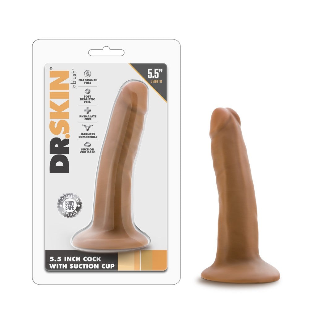 Dr. Skin By Blush® | Realistic Mocha 5.5-Inch Long Dildo With Suction Cup Base、mySite、bottomscart