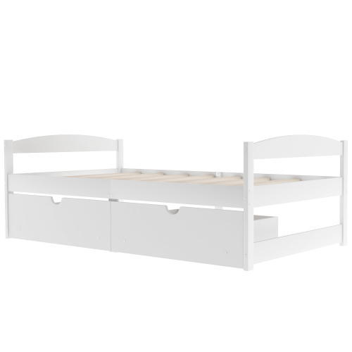 Twin size platform bed, with two drawers, espresso、、casual