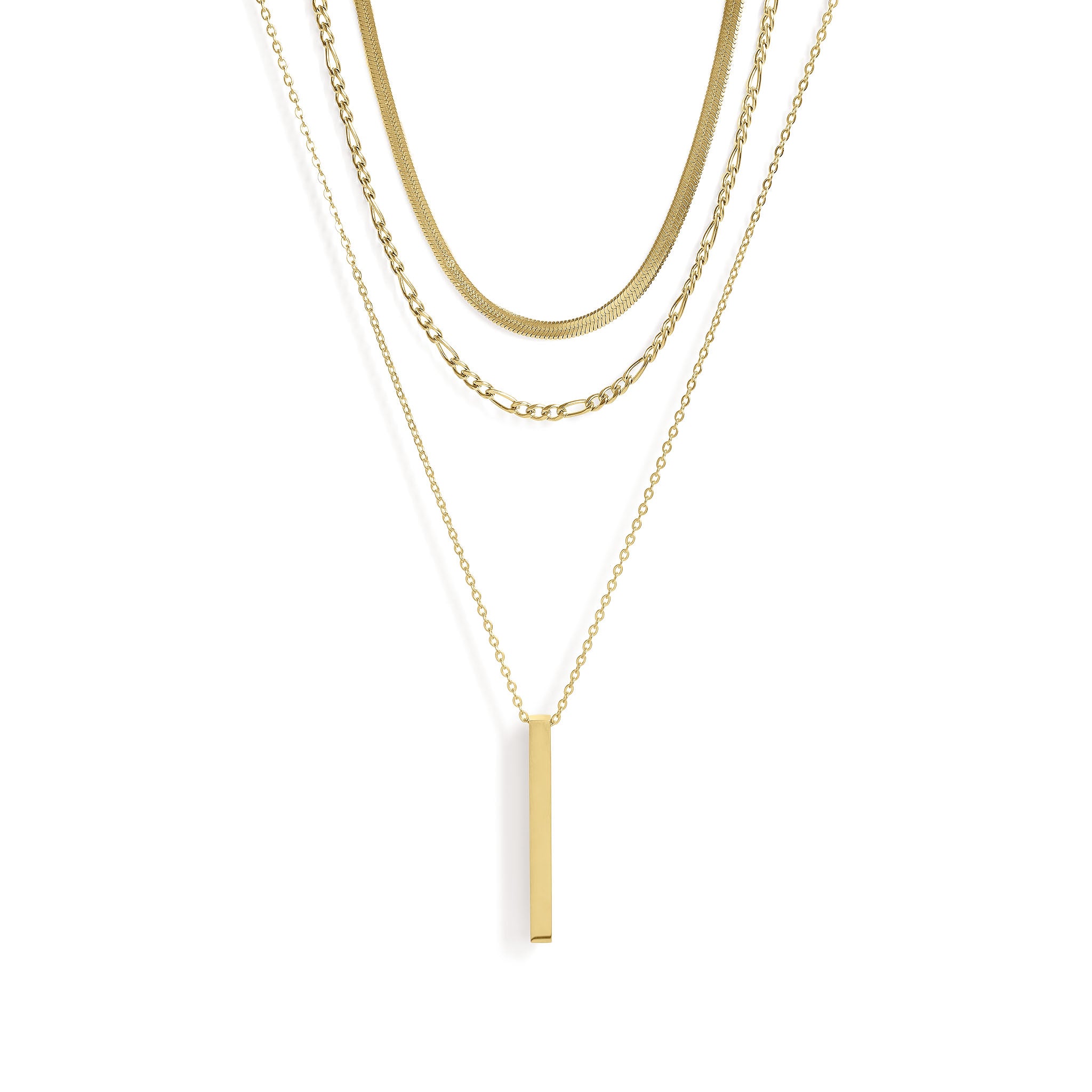 45 pc 18K Gold PVD Vertical Bar Layered Necklace Set / BND0030、mySite、dreamappss