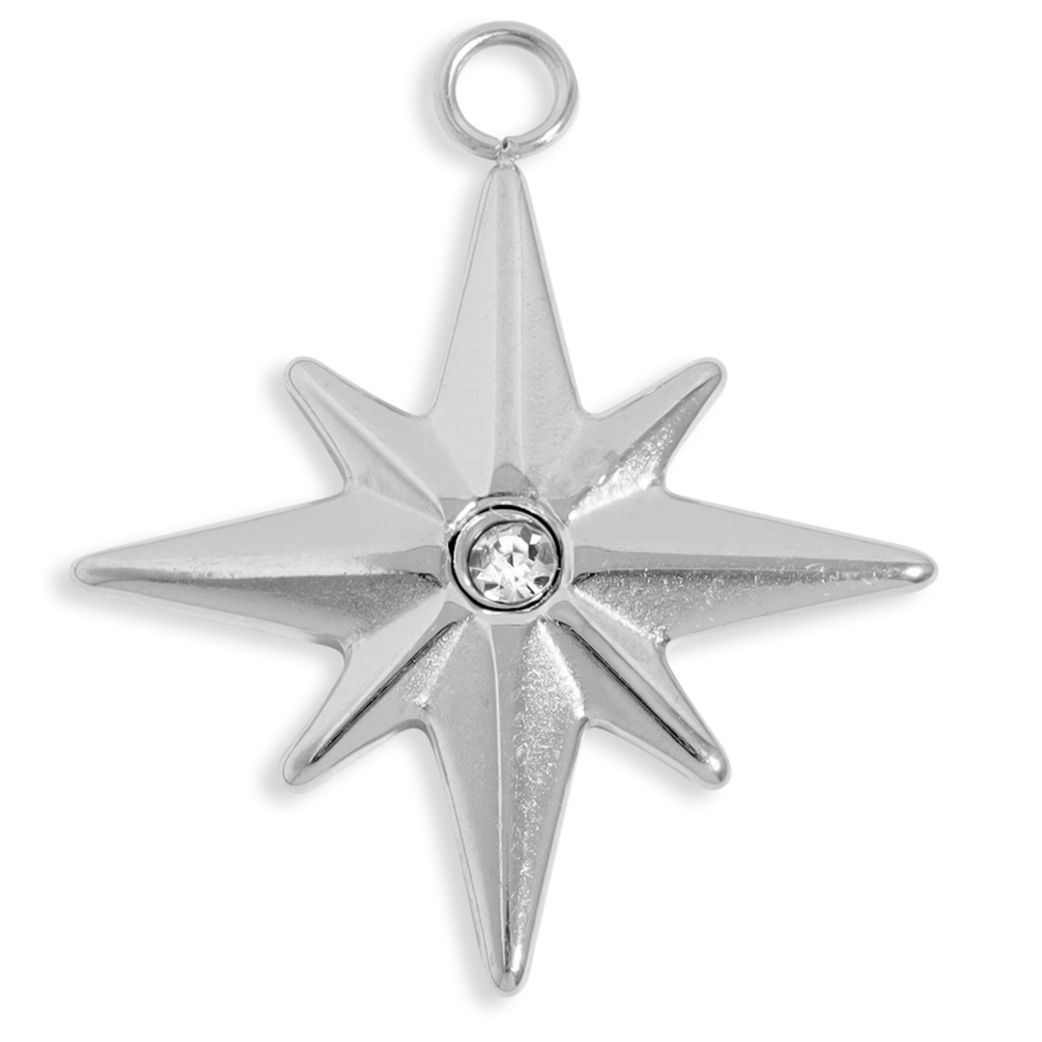 18K Gold PVD Stainless Steel CZ Compass Star Charm / PDL0205、mySite、dreamappss