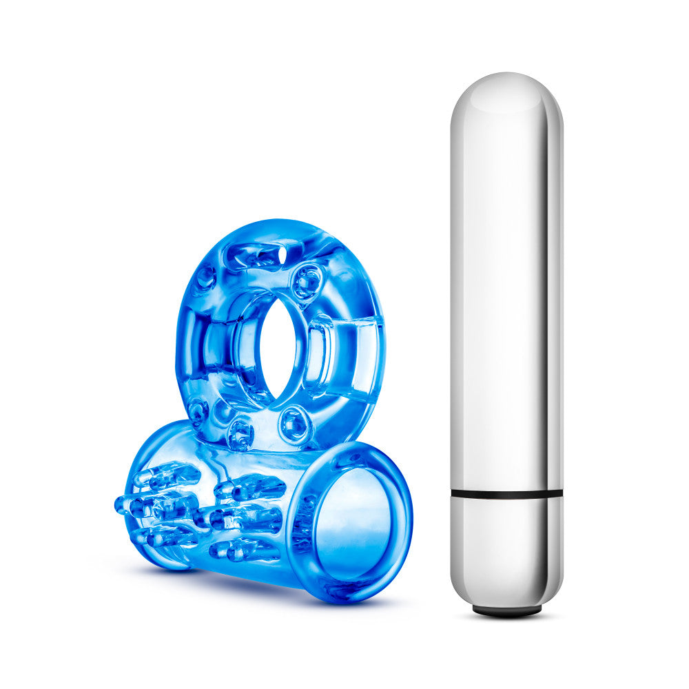 Stay Hard By Blush® | Bull Ring: 3-In-1 Blue 10-Function Vibrating Penis Ring、mySite、bottomscart