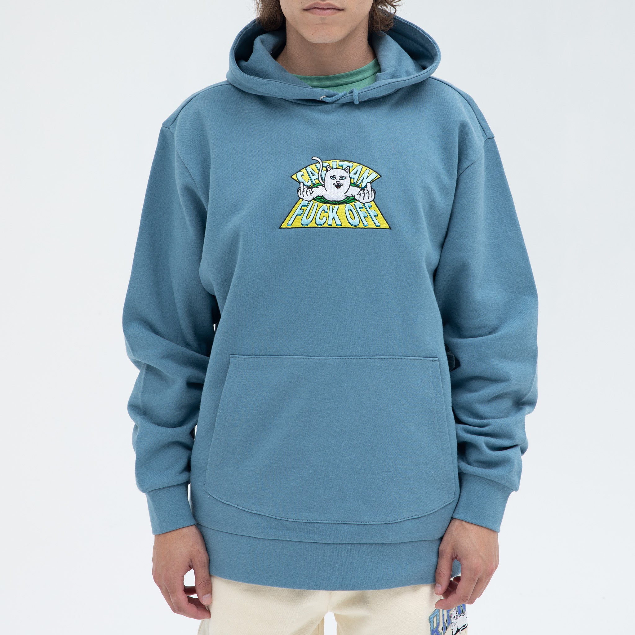  Capitan Fuck Off Embroidered Hoodie (Slate)、mySite、merchandisen