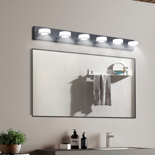 52" Modern 7-Light LED Vanity Light Fixture - Chrome Finish with Acrylic Light Shades - Energy-Efficient Bathroom Wall Sconce - Dimmable for Mirror, Shower, and Bathroom Decor、、eastwooduniform