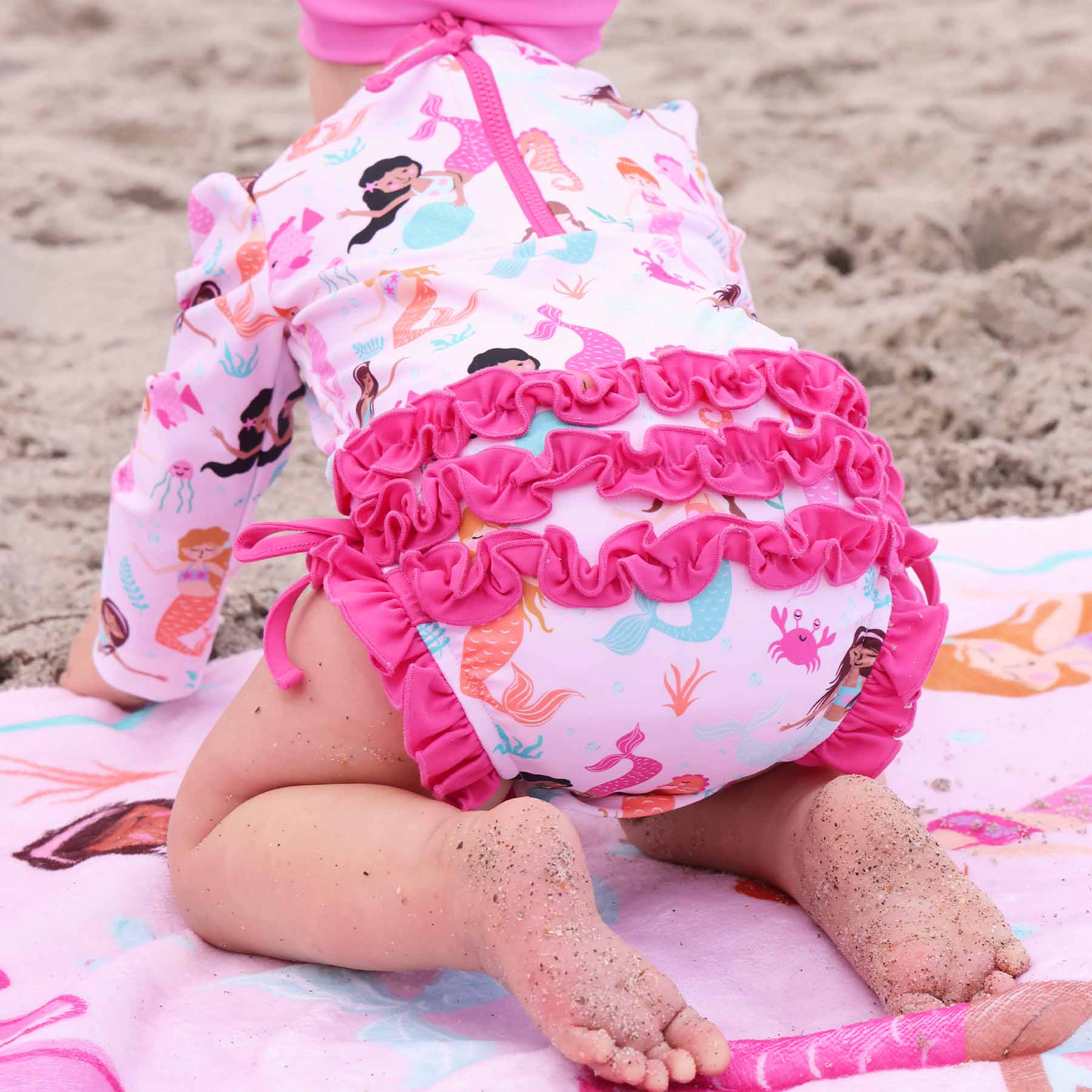  Long Sleeve Rash Guard With Ruffle Bottom | Under The Sea、mySite、layawaytickets