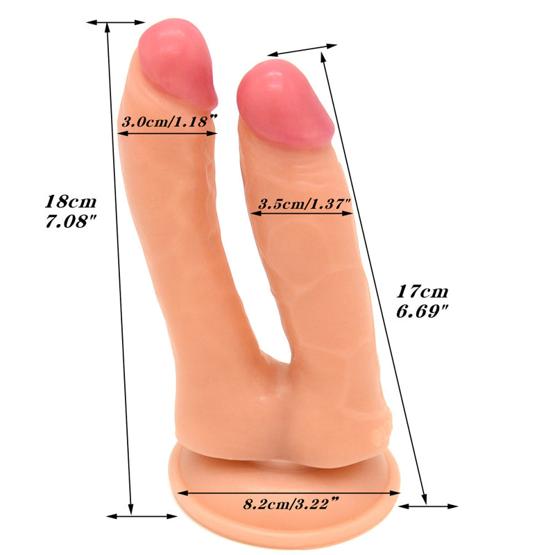 Double Dildo Orgasmic Fun 7 and 6.5 | Skin | Realistic | Suction Cup、mySite、bottomscart