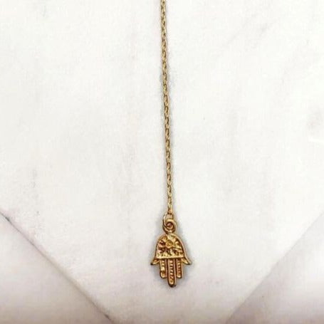 Gold Tiny Hamsa Y Necklace、mySite、topwebapps