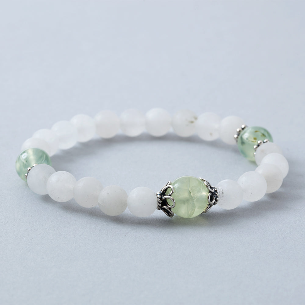 Matte Rock Crystal with Prehnite Stretchy Bracelet、mySite、topwebapps