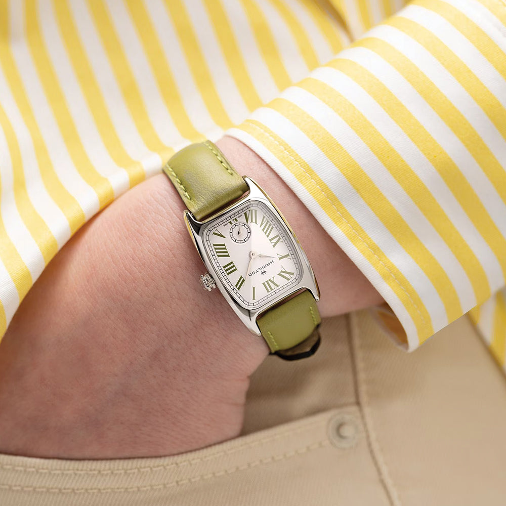  American Classic Boulton Small Second Quartz Medium 24mm x 27mm - White on Green Leather Strap