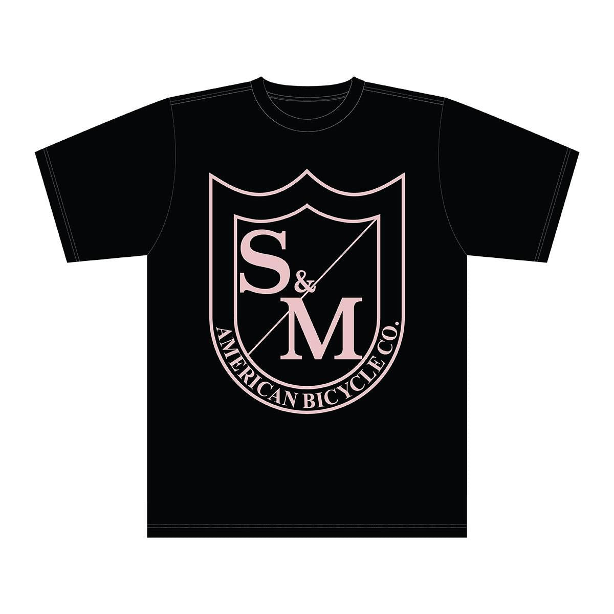 S&M Big Shield T-Shirt - Pink On Black、mySite、merchandisen