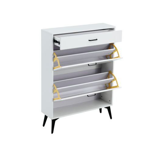 Shoe Cabinet , Shoe storage shelves, metal leg, White、、casual