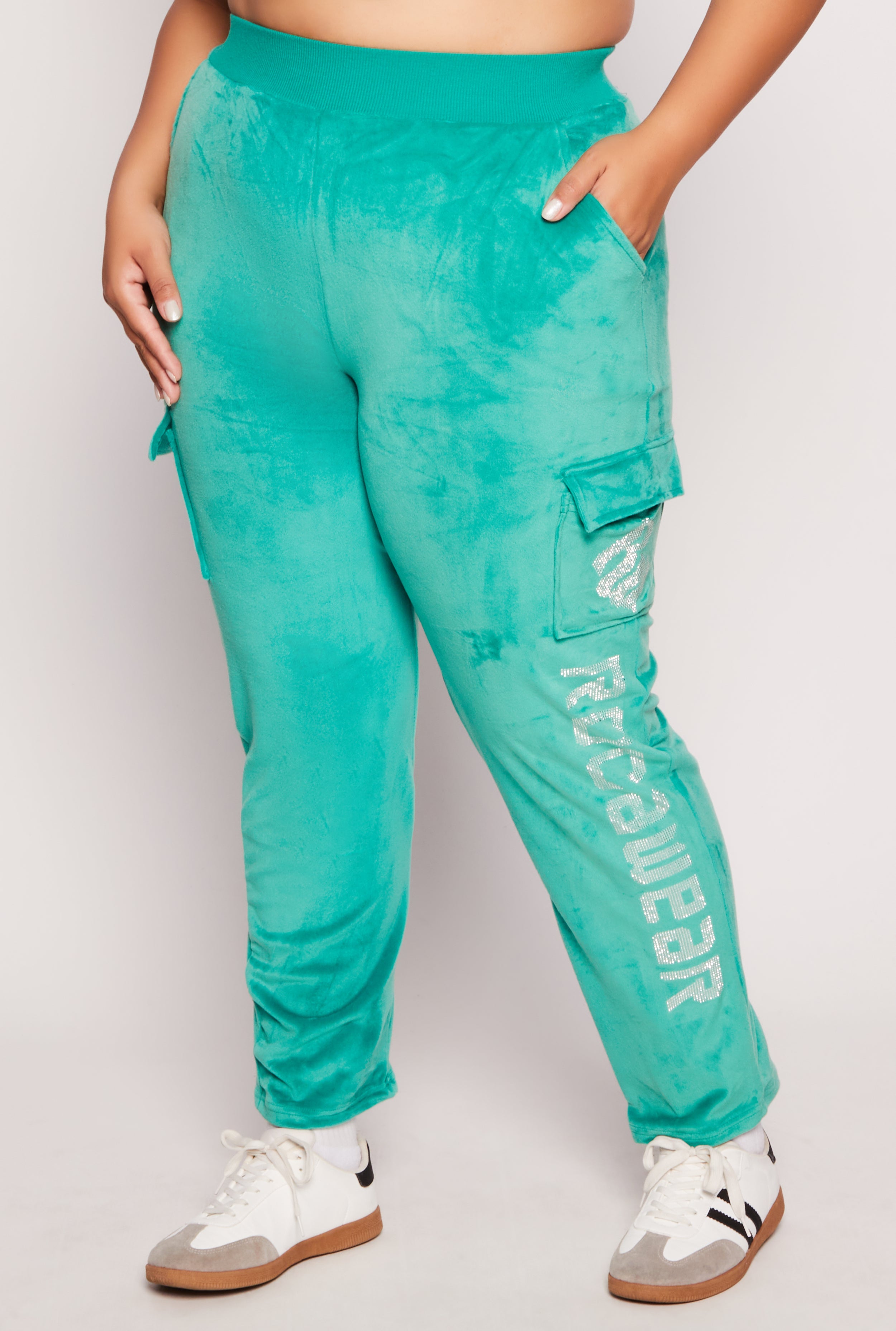 Plus Size Rocawear Rhinestone Velour Cargo Pants、mySite、camillekostekn