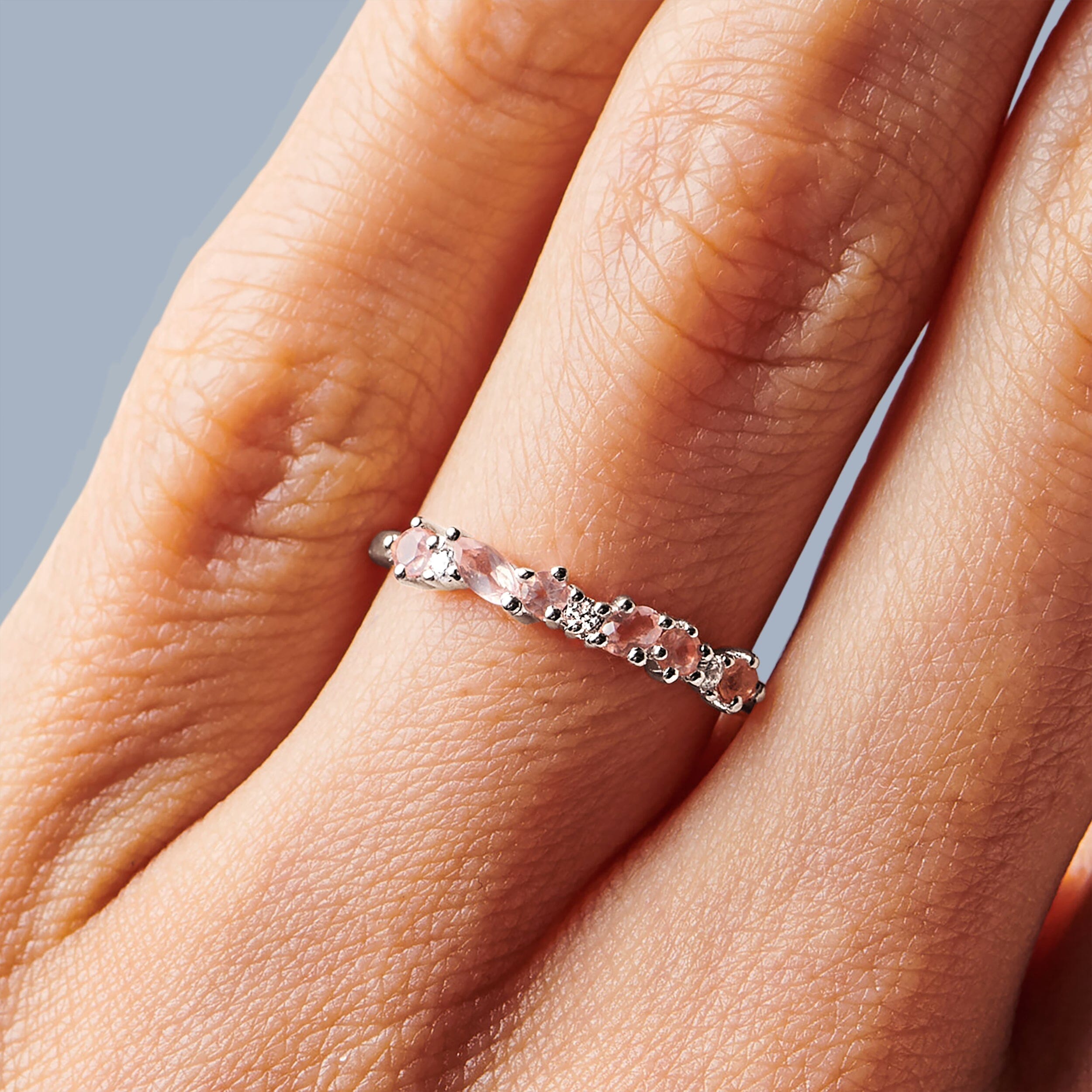 Rose Quartz White Zircon Ring - Grace、mySite、hinf8tx79