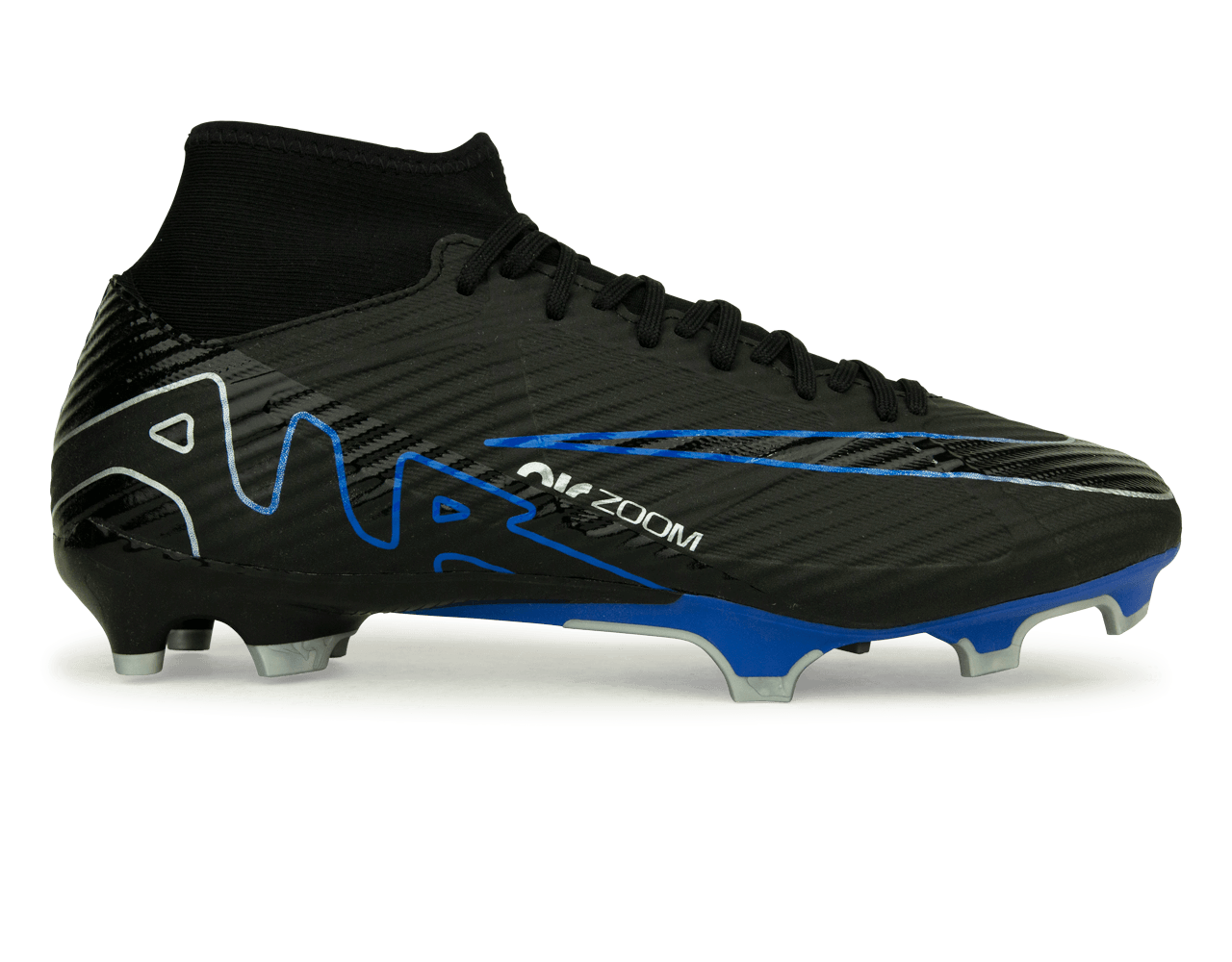 Nike Men's Zoom Mercurial Superfly 9 Academy FG/MG Black/Blue、mySite、noshort