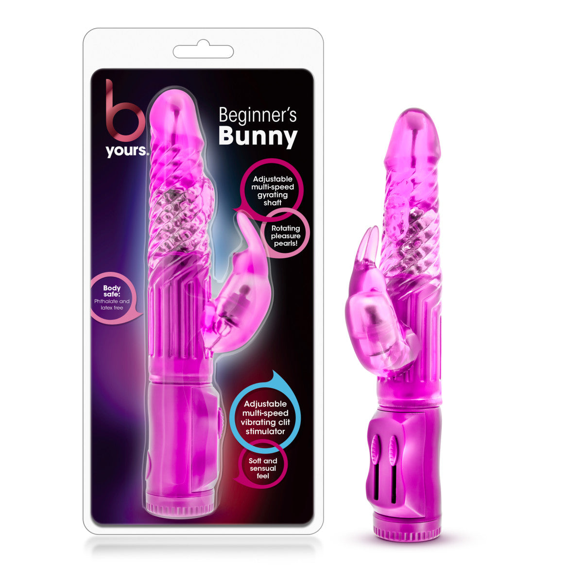 B Yours By Blush® | Beginner's Bunny Pink 8.75-Inch Rabbit Vibrator、mySite、bottomscart