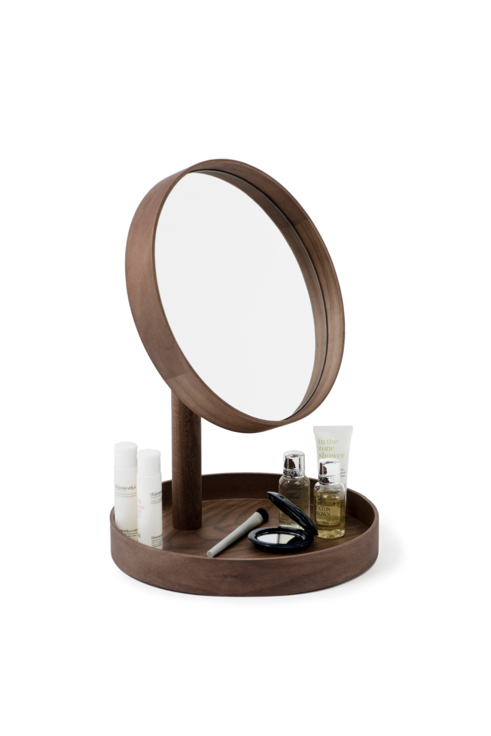 Walnut Magnifying Vanity Mirror with Storage Tray | Wireworks Look、mySite、neckold