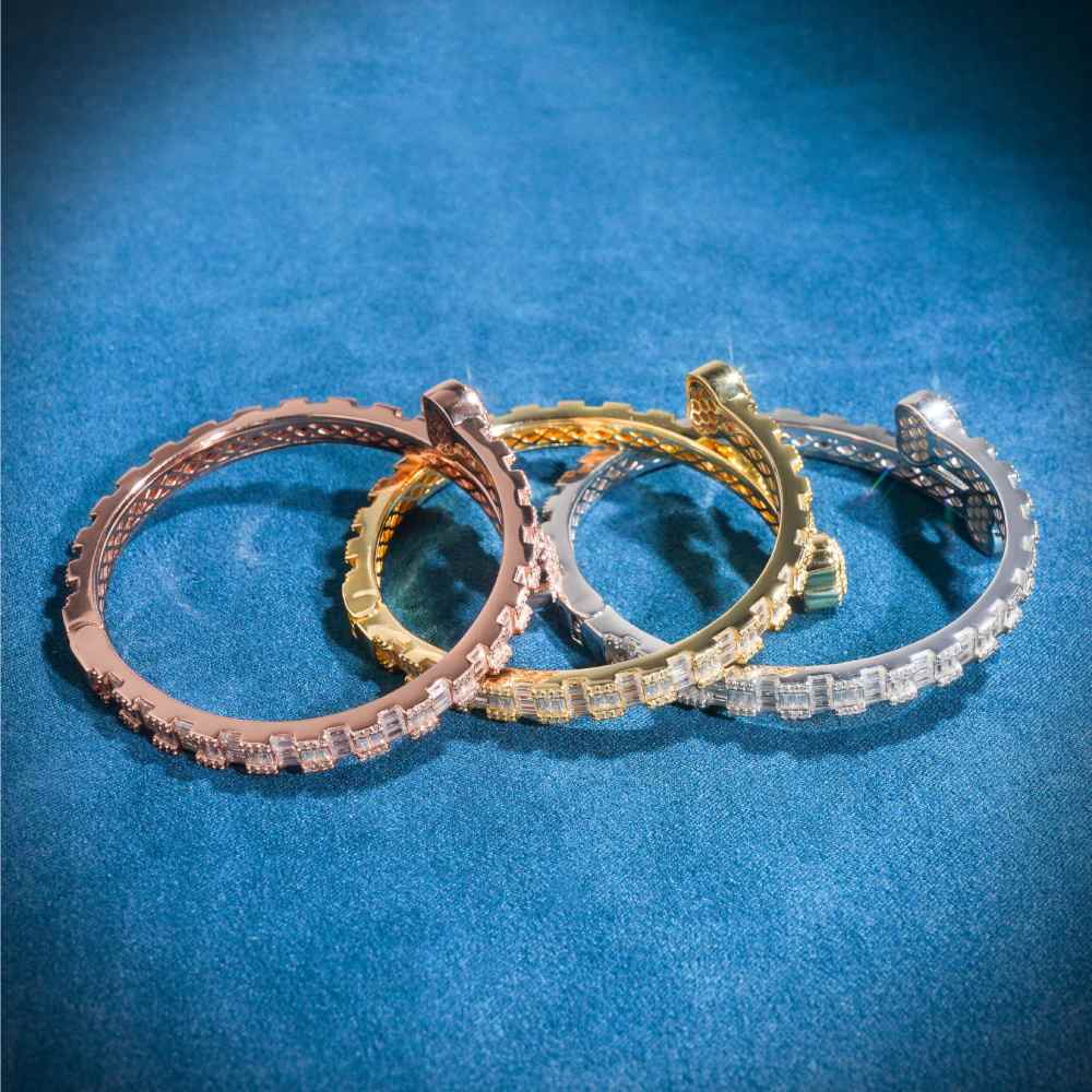 Heart Baguette Moissanite Bangle Bracelet 14K Gold、mySite、hinf8tx79