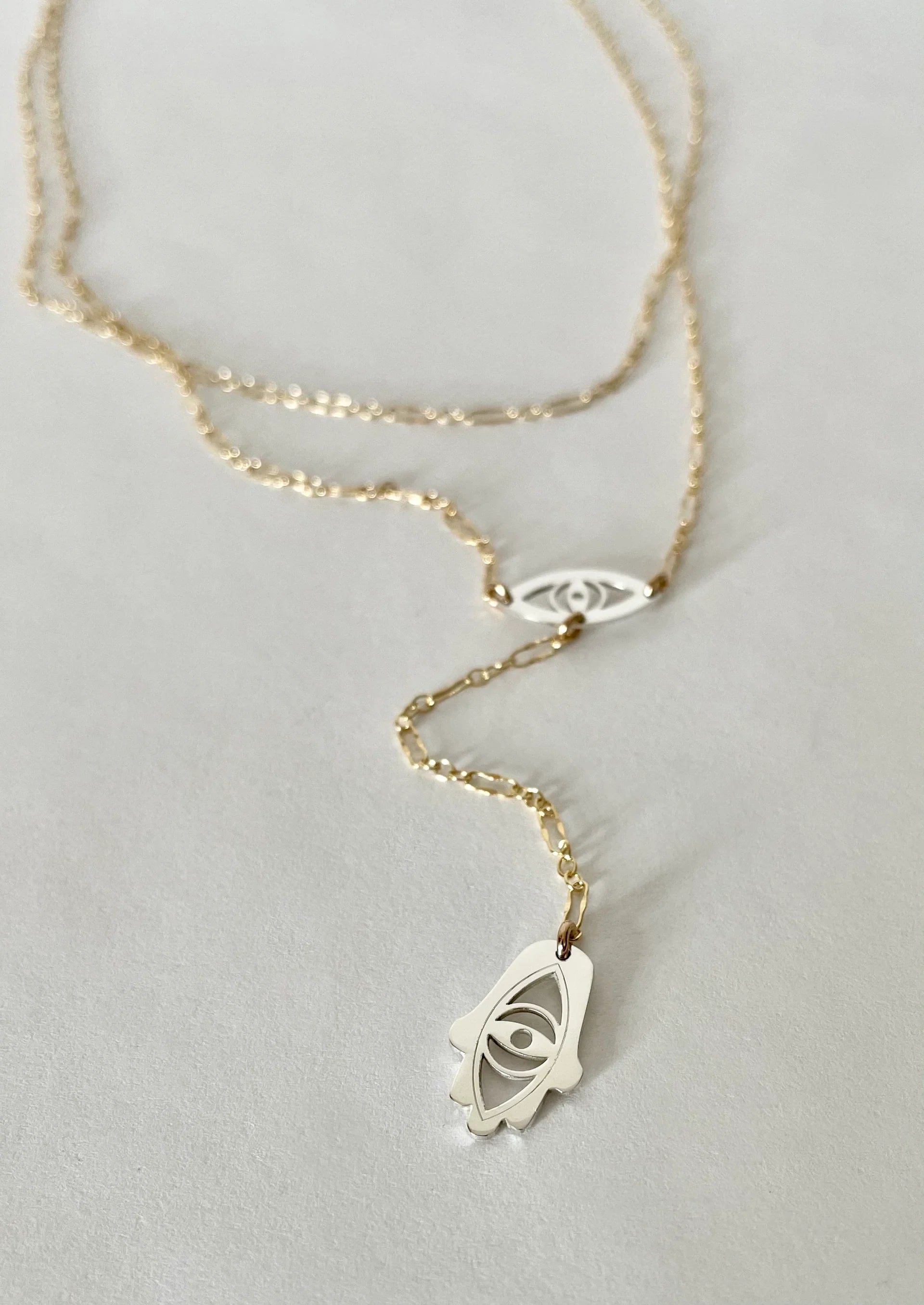 Steph Eye and Hamsa Lariat - (Sterling Silver, Gold-Plated or Two-Tone)、mySite、topwebapps