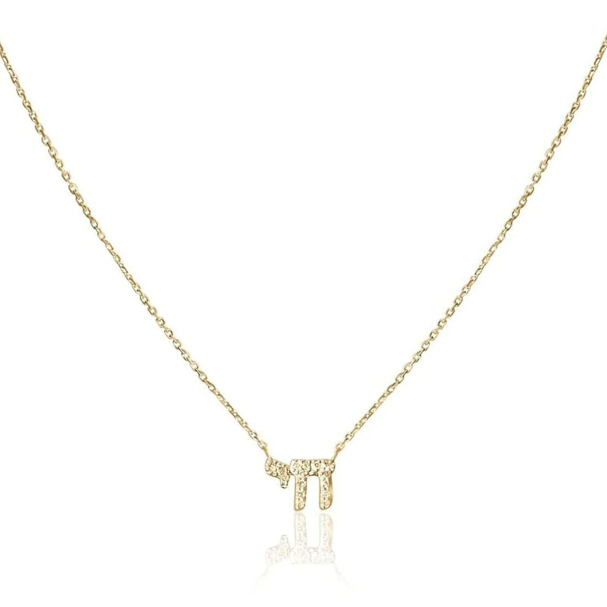 Diamond Chai Hebrew Necklace - 14k Yellow or White Gold、mySite、topwebapps