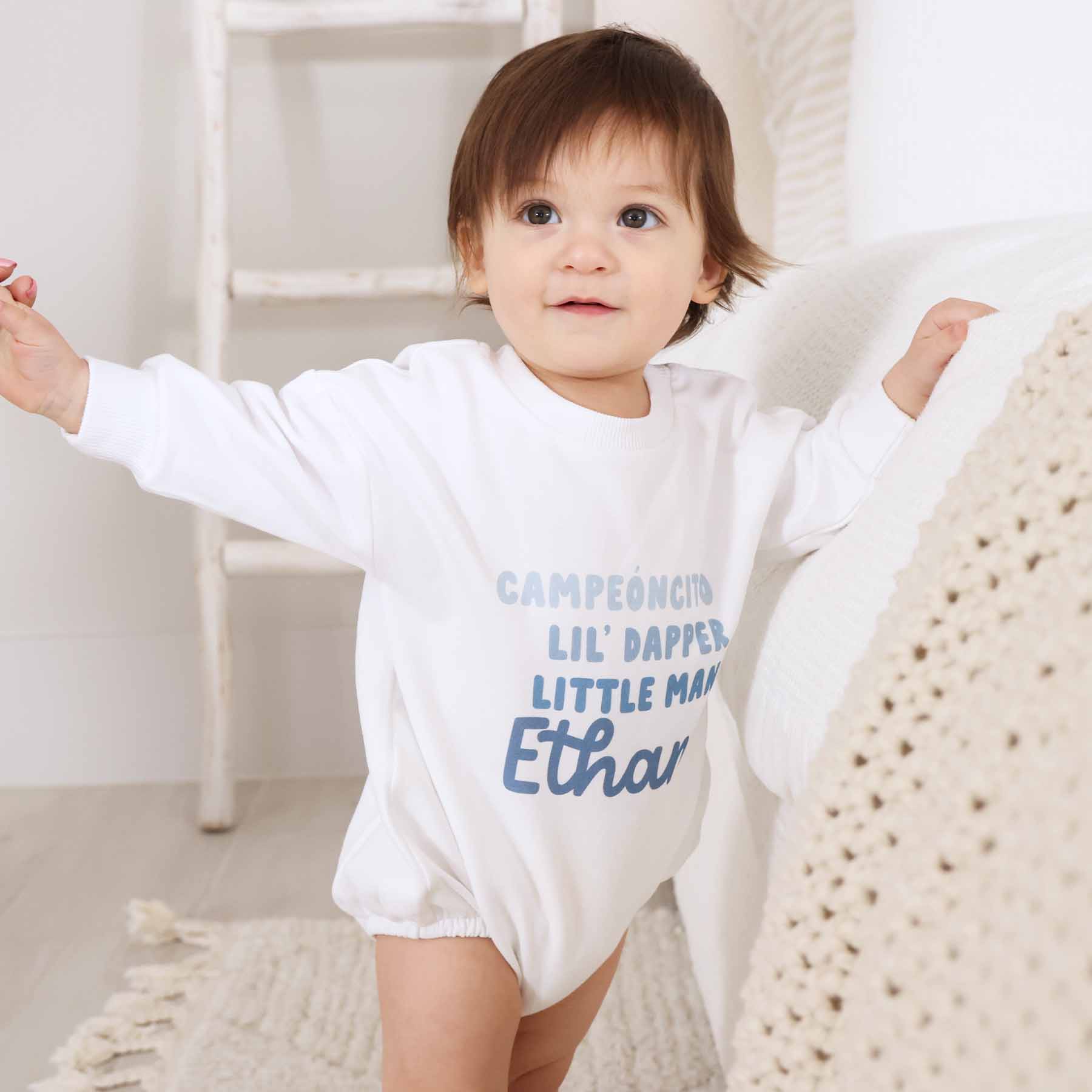  Personalized Dusty Blue Nickname Graphic Sweatshirt Bubble Romper | White、mySite、layawaytickets