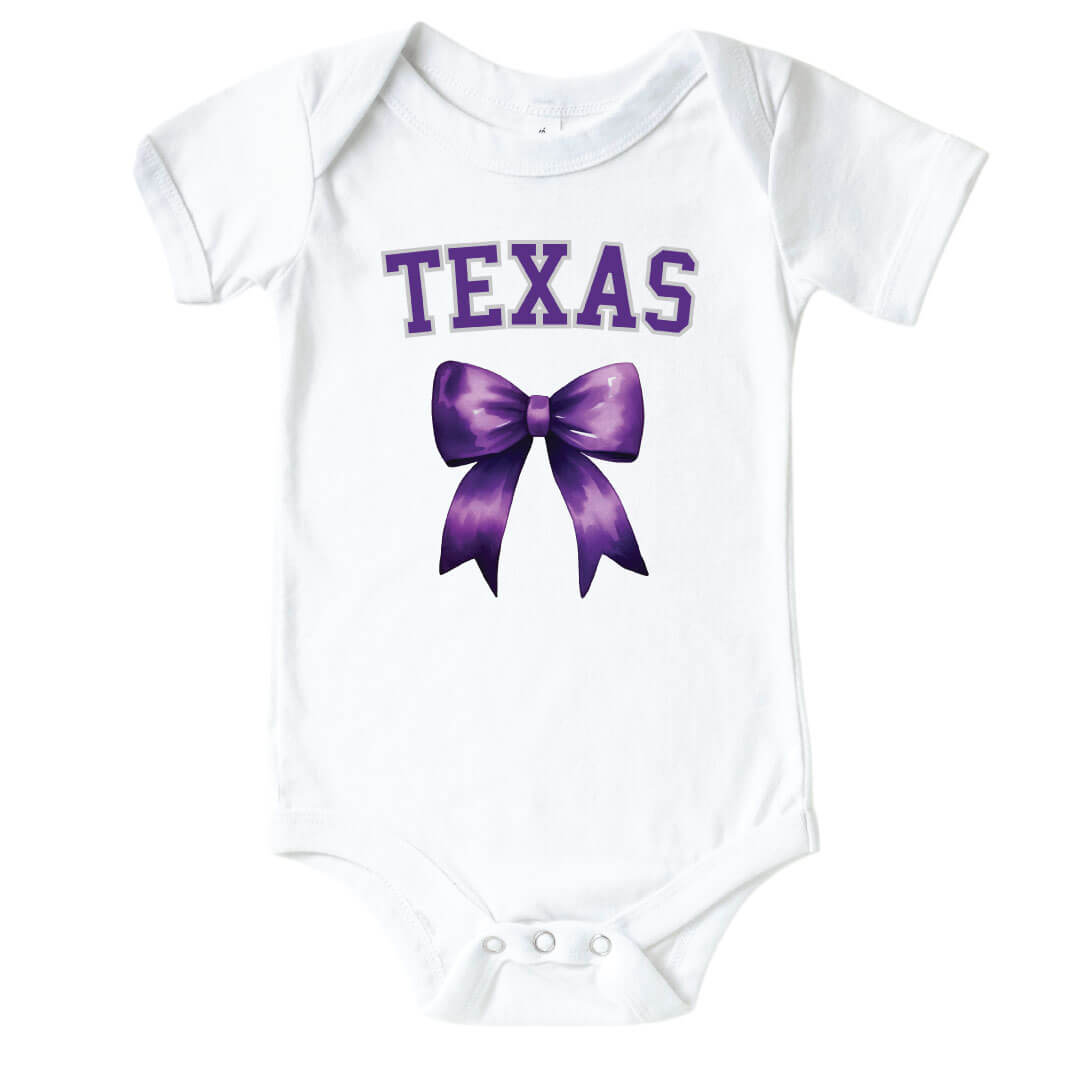  Texas Christian University | Footballs & Bows Graphic Bodysuit、mySite、layawaytickets