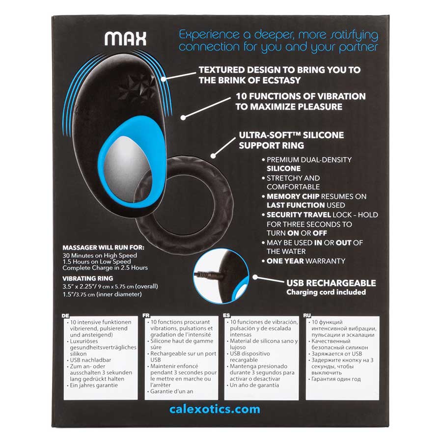Link Up Max Vibrating Silicone Cock Ring by Cal Exotics Black/Blue、mySite、bottomscart