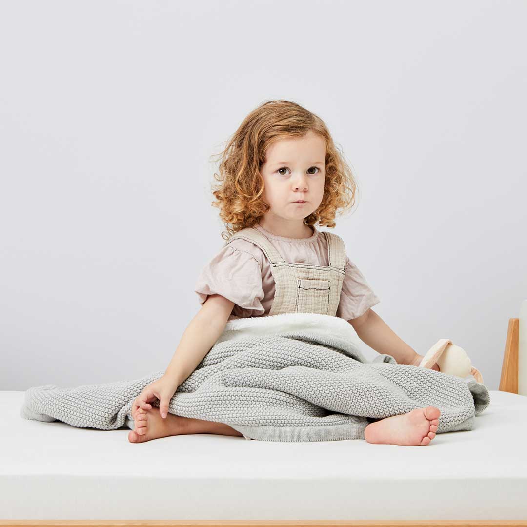  The Little Green Sheep Organic Knitted Fleece Baby Blanket - Dove、mySite、merchandisen
