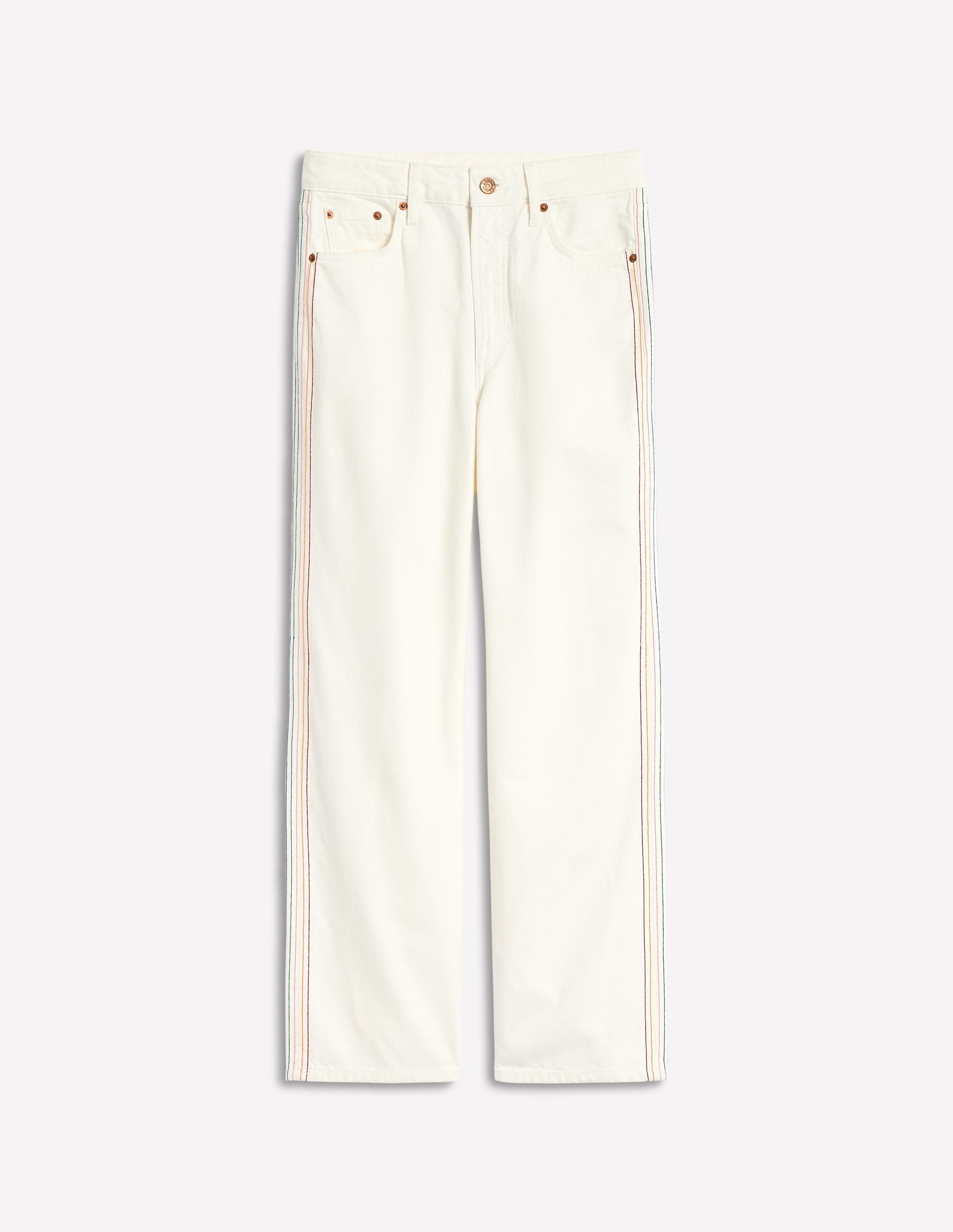  High Rise Straight Crop Jeans-Off White w/ Embroidery、mySite、ashleygrahame